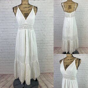 Simplee White Eyelet Cami Ruffled Dress
